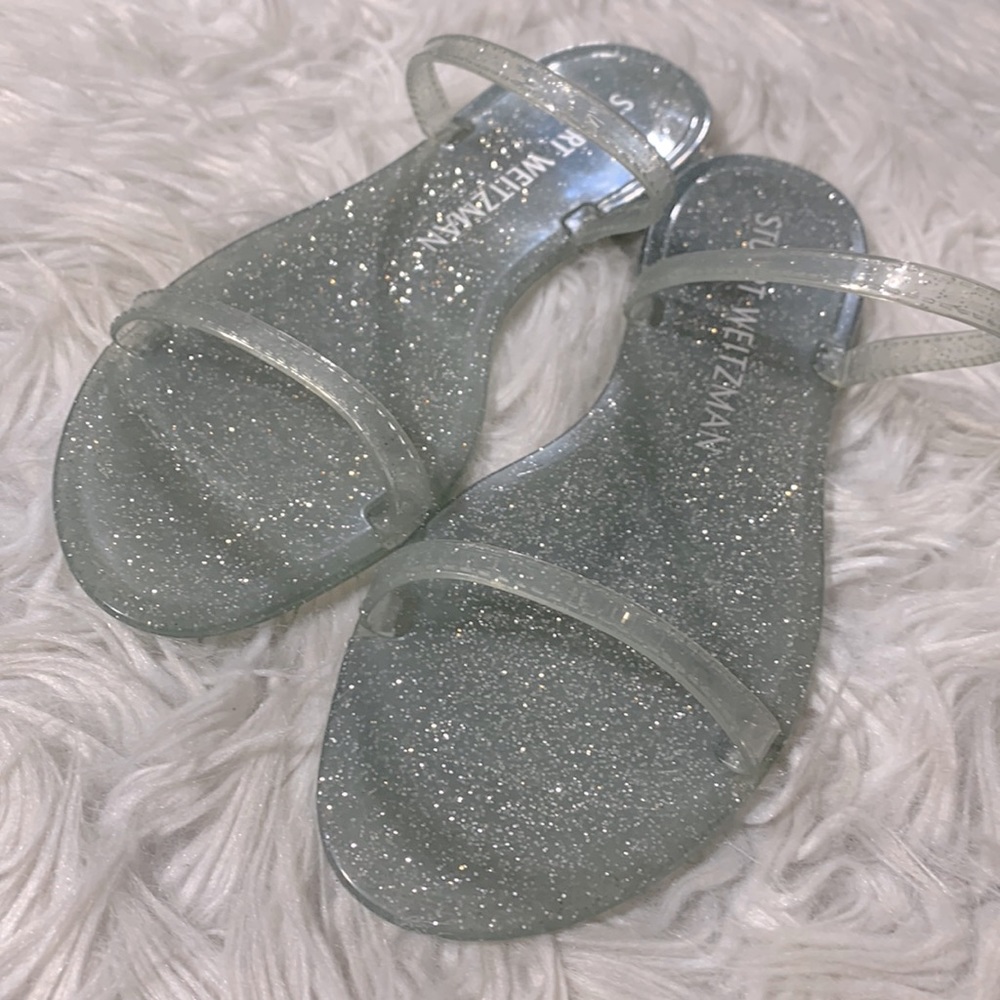 STUART WEITZMAN Sawyer glitter jelly slides sandals slippers NWOT women’s size 7